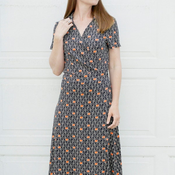 Meghan Wrap PDF Sewing Pattern - Wrap Pattern, Wrap Dress Pattern, High Neck Dress, Dress Sewing Pattern, Wrap PDF, Pretty Dress Pattern