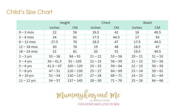 Pillowcase Dress Pattern Size Chart