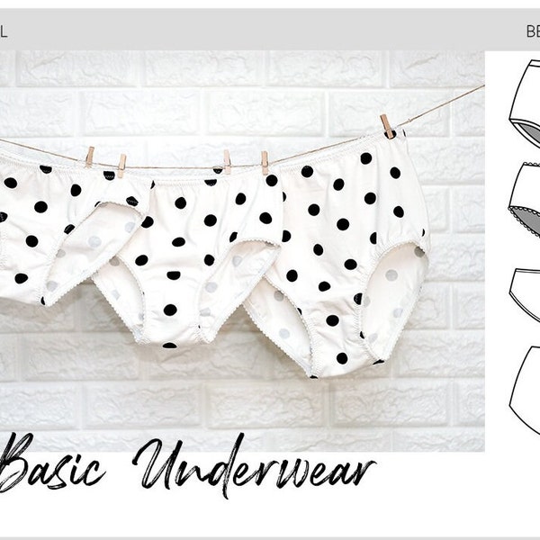 Basic Underwear PDF Sewing Pattern - Underwear Pattern, Basics Pattern, Undies Pattern, Undie Sewing Pattern, Underwear PDF, Quick Pattern