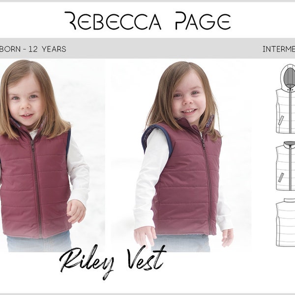 Riley Vest PDF Sewing Pattern - Vest Pattern, Puffer Vest Pattern, Padded Tops Pattern, Tops Sewing Pattern, Vest PDF, Warm Tops Pattern