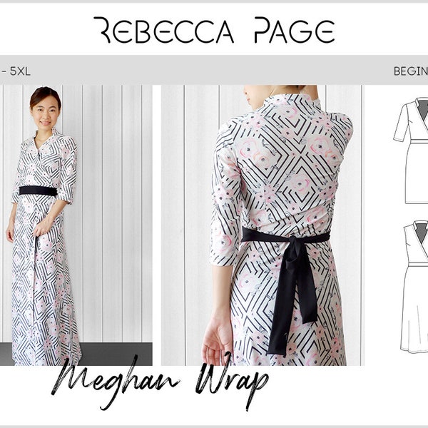 Meghan Wrap PDF Sewing Pattern - Wrap Pattern, Wrap Dress Pattern, High Neck Dress, Dress Sewing Pattern, Wrap PDF, Pretty Dress Pattern