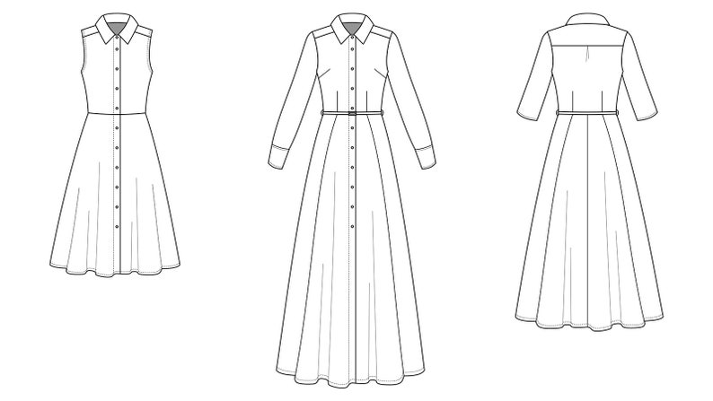 Easy Sew PDF Pattern, Childs Dress Pattern, Children’s Sofia Shirt Dress Sewing Pattern