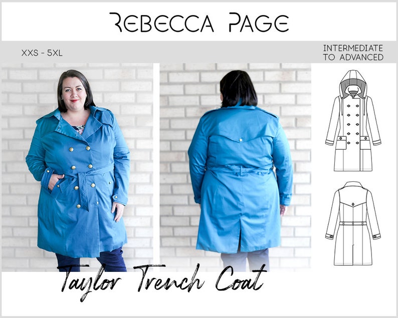 Classic Coat Pattern, Coat Sewing Pattern, Raincoat Pattern
