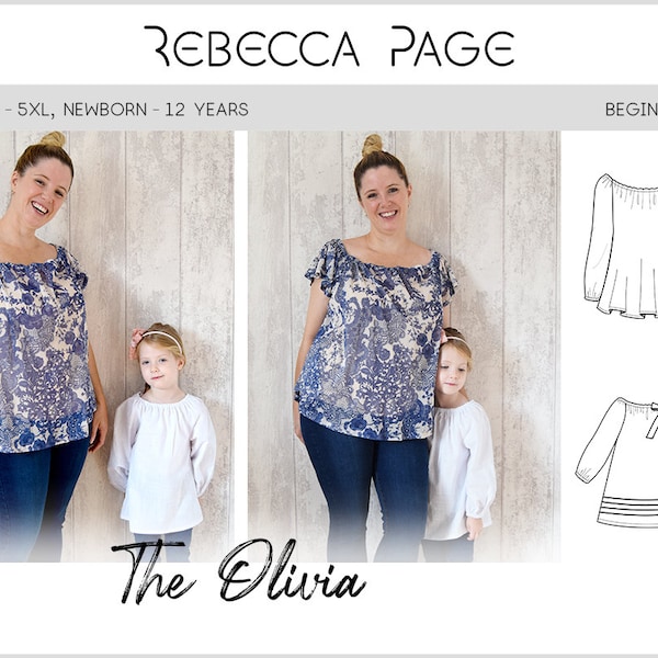 BUNDLE Olivia Top PDF Sewing Pattern - Blouse Pattern, Boho Top Pattern, Gathered Top Pattern, Top Sewing Pattern, Blouse PDF, Easy Top