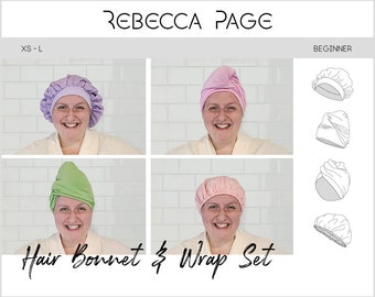 Hair Bonnet & Wrap Set PDF Sewing Pattern - Hair Bonnet, Ladies PDF, Ladies Pattern, Hair Bonnet Sew, Hair Bonnet PDF, Bonnet Pattern