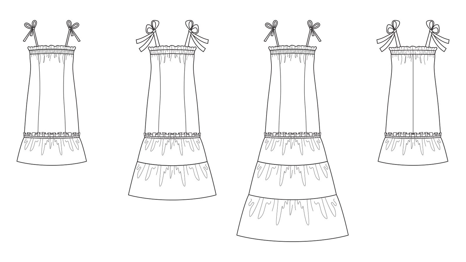 Tie Shoulder Tier Dress PDF Sewing Pattern Dress Pattern Etsy UK