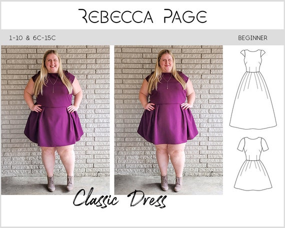 Vestido clasico con curvas para mujer Patron de costura PDF Patron de vestido Patron clasico Patron de vestido plisado Patron de costura de vestido Vestido PDF Etsy Mexico