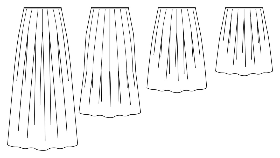 Pleated Skirt PDF Sewing Pattern - Midi Pattern, Pleated Skirt , Box ...