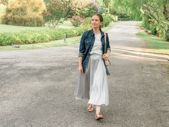 Circle skirt denim jacket hotsell