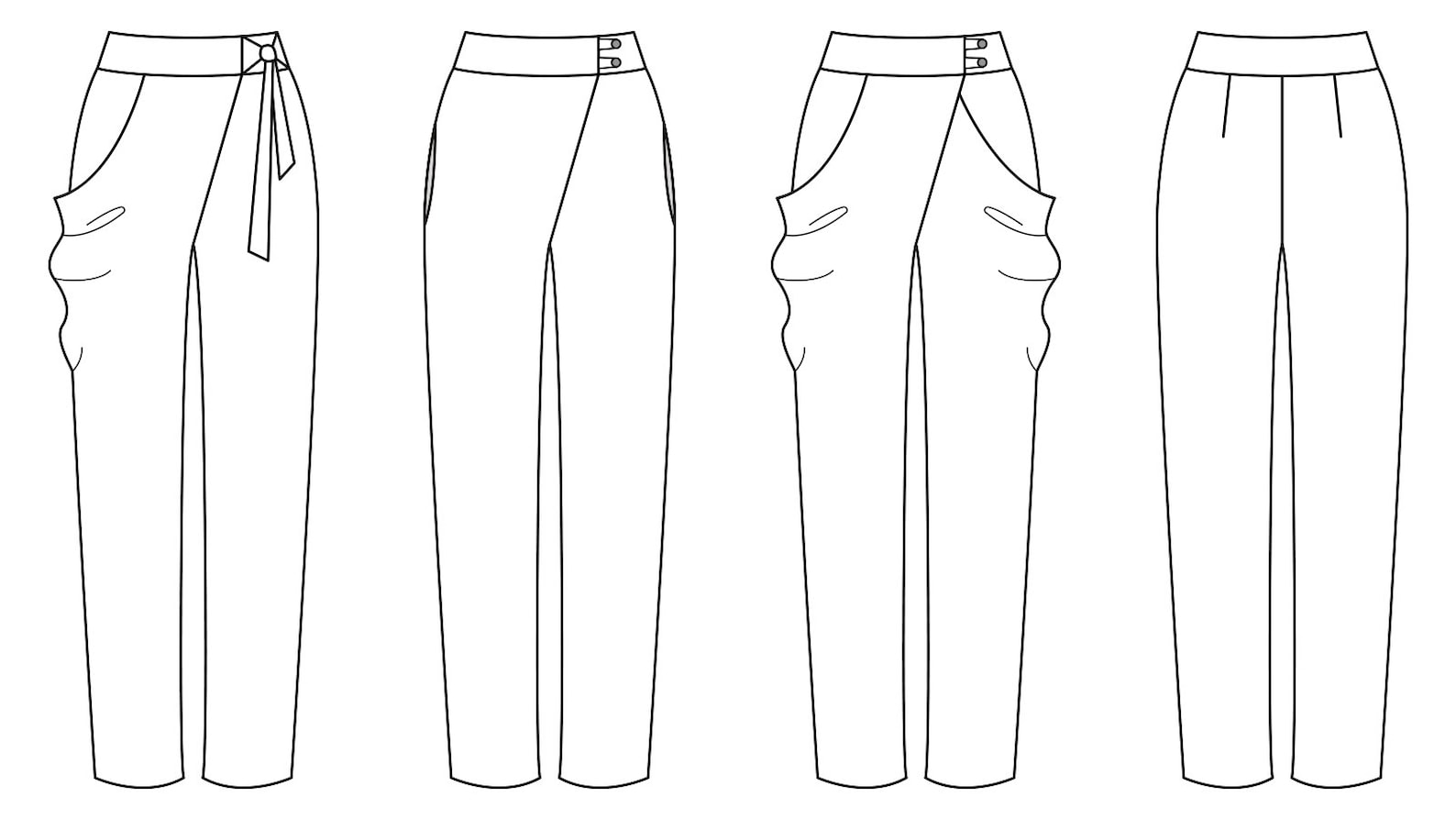 Wrap Trousers PDF Sewing Pattern Trousers Pattern Wrap - Etsy