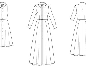 The Sofia PDF Sewing Pattern - Collar Pattern, Shirt Dress Pattern, Button Up Dress, Dress Sewing Pattern, Collar PDF, Pretty Dress Pattern