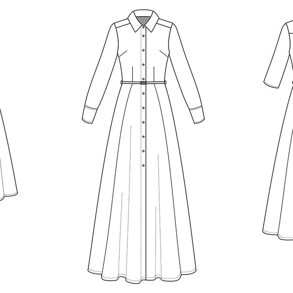 The Sofia PDF Sewing Pattern - Collar Pattern, Shirt Dress Pattern, Button Up Dress, Dress Sewing Pattern, Collar PDF, Pretty Dress Pattern