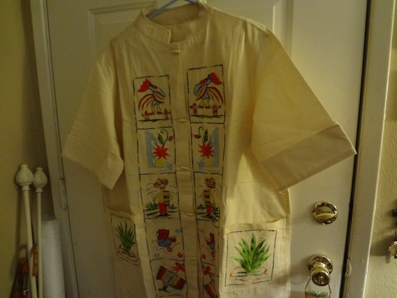 1960s/Embroidered Dress Coat/ Shift Dress Vintage