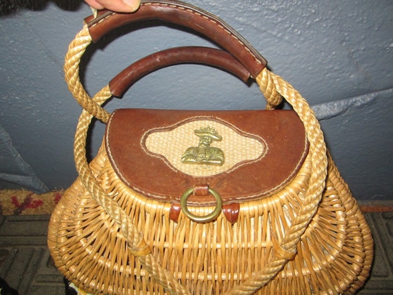 1960s Basket Purse/Fisherman Creel Basket Style Pu
