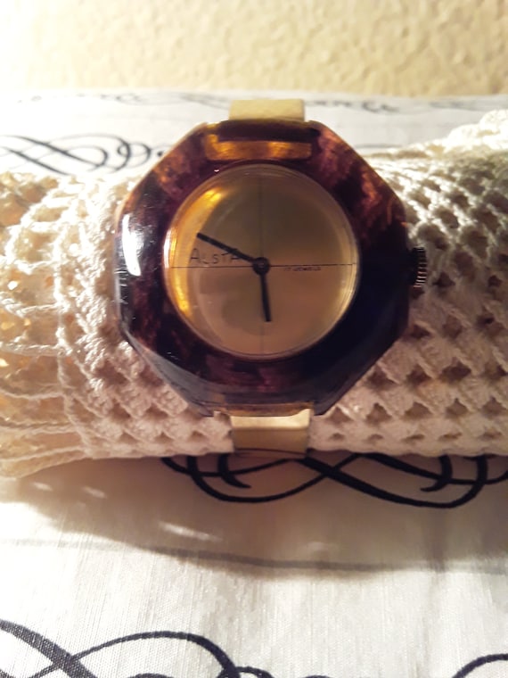 Rare ALSTA Lucite Watch 17 Jewels/ Vintage 1970s W