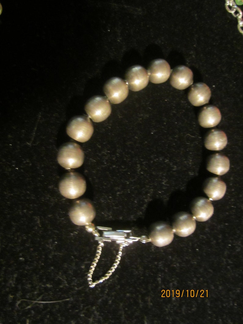 Vintage Silver Stainless Steel Charm BraceletTurned Steel Balls 17 Silver Balls Charm Bracelet1960s Charm Bracelet
