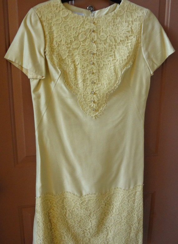 Vintage 1960s Silk Dress/ Silk and Lace 1960s Dres
