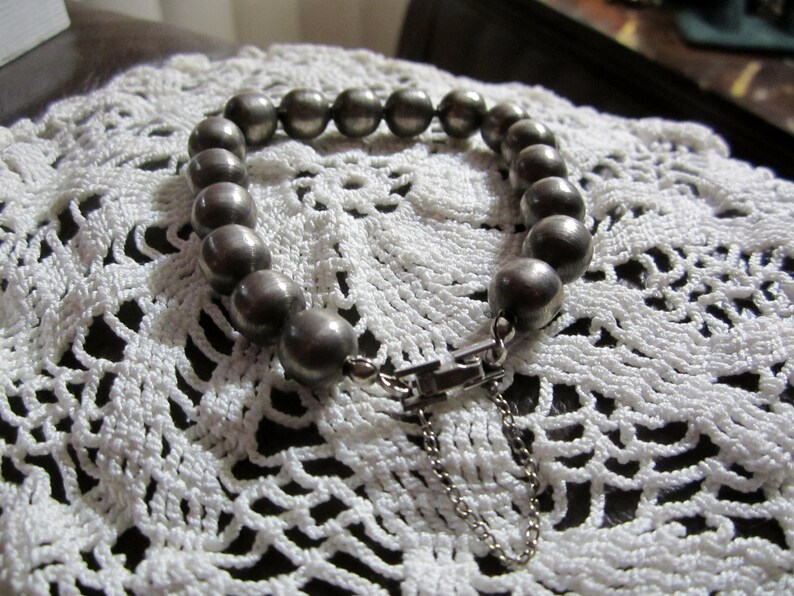 Vintage Silver Stainless Steel Charm BraceletTurned Steel Balls 17 Silver Balls Charm Bracelet1960s Charm Bracelet