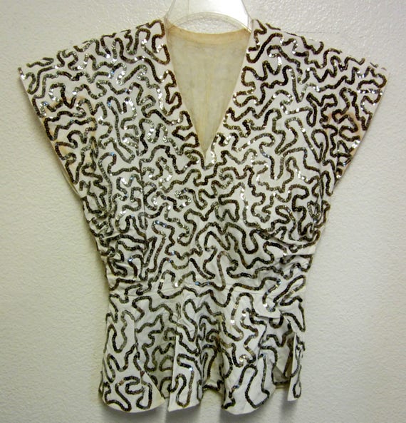 Antique 1920s Sequin Blouse/Sequin Antique Blouse/