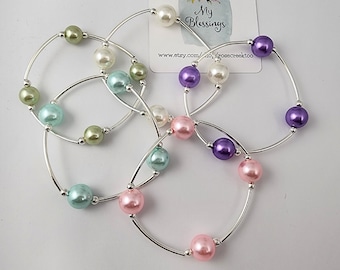 Be Blessed Bracelet Choice of Colors Cream Pink Aqua Amethyst Blessings Prayer Pearls Mother's Day Gift