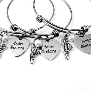 Sole Sisters Runners Set of THREE Bangle Bracelets - Run Running - Marathon - 5K 10K Coach Team Track