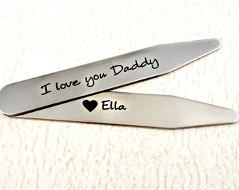 I Love You Daddy - Personalized Collar Stays - Set of 2 - Valentines' Day Father's Day - Grandpa - Dad - Men's Gift - Valentine's Day