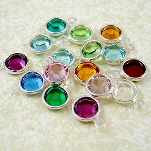 Swarovski Crystals Birthstones Charm - Flat or Crystal-shaped stones - Add On