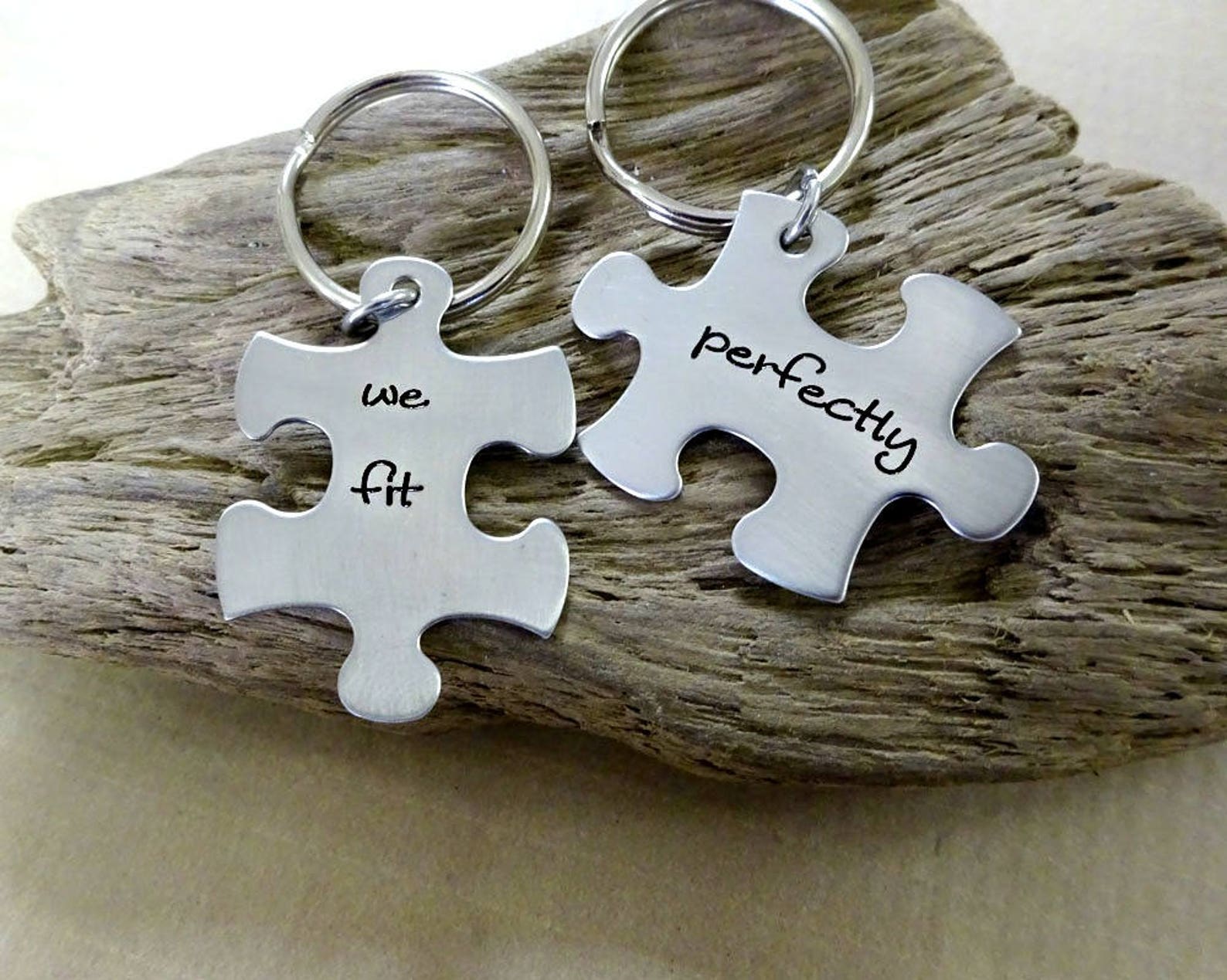 Couples Keychain Set We Fit Perfectly Puzzle Keychains Set Anniversary ...