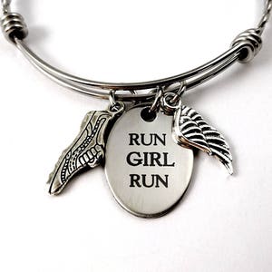 Running Bracelet - Run Girl Run Bangle Bracelet -Running Runner  - Woman Accessory - Marathon