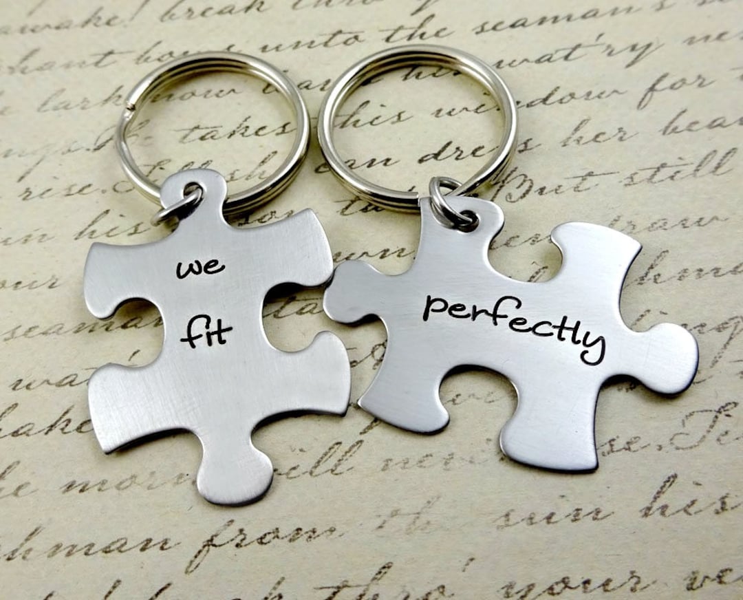 Couples Keychain Set - We Fit Perfectly - Puzzle Keychains Set ...