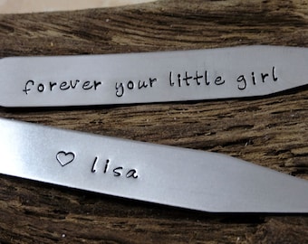 Forever Your Little Girl - Personalized Collar Stays - Set of Two - Valentines Day Father's Day - Grandpa - Dad - Men's Gift