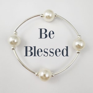 BEST SELLER! Be Blessed Bracelet With Creamy White Pearls on Sterling ...