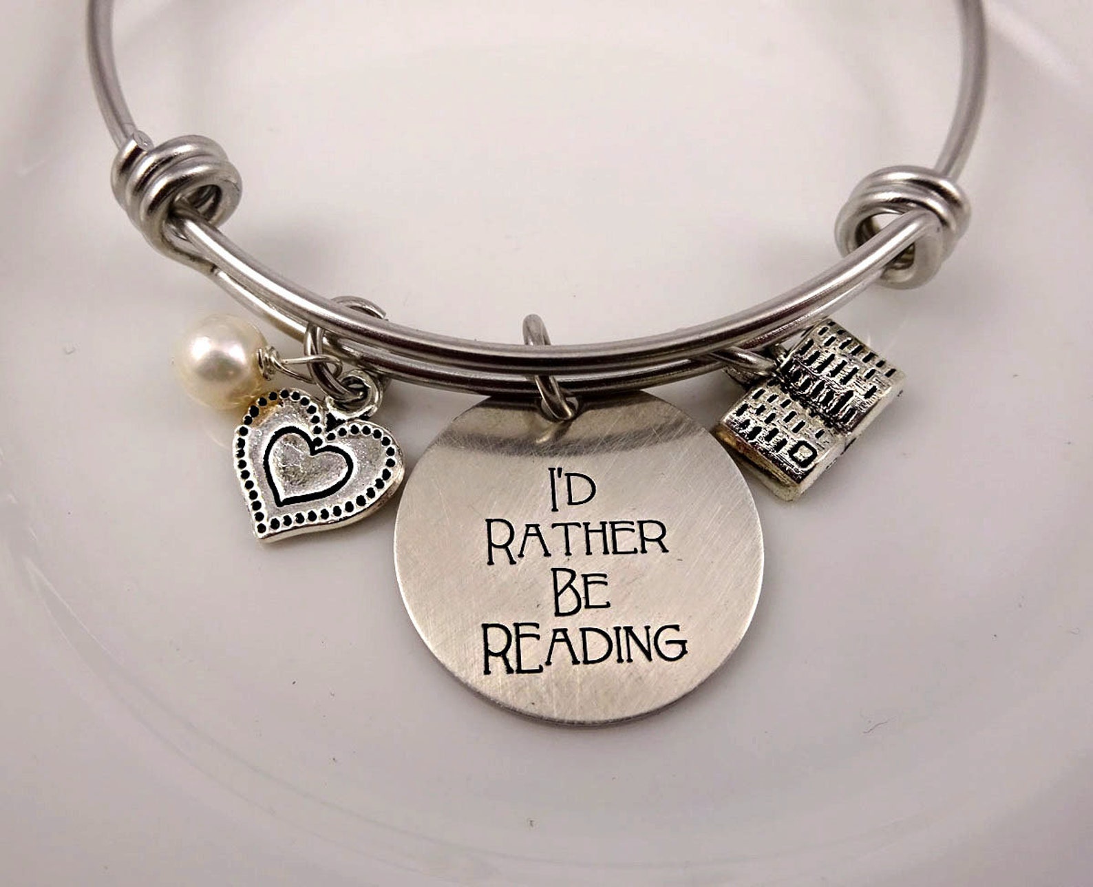 Reading Bracelet I'd Rather Be Reading Reader Necklace Etsy
