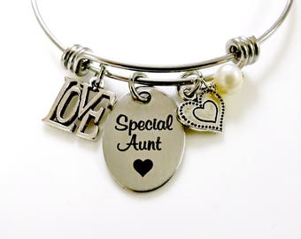 Special Aunt Gift Bracelet - Special Aunt Bangle - Christmas Gift Aunt - Gift from Niece - Aunt Birthday Gift