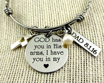 God Has You In His Arms - Personalized Memorial Loss Loved Ones - Bracelet or Necklace - Parents Mom Dad Grandma  Jewelry