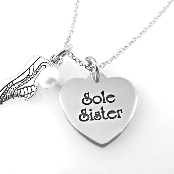 Sole Sister Runner Necklace - Running Necklace- Running Jewelry,  2K race, Running Shoe, Runners Jewelry, Running Girl, Running Coach