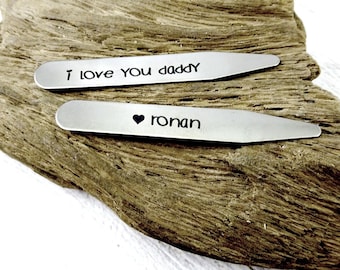 Personalized Collar Stays - I Love You Daddy - Set of Two - Custom Engraved  Collar Stiffener - Father's Day Gift - Christmas Gift