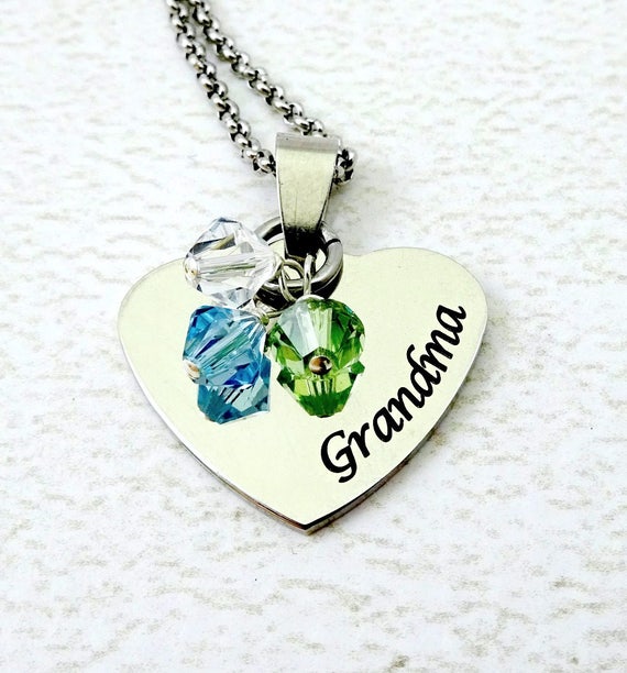 Grandma Necklace Grandma Heart Necklace Mom Heart Necklace