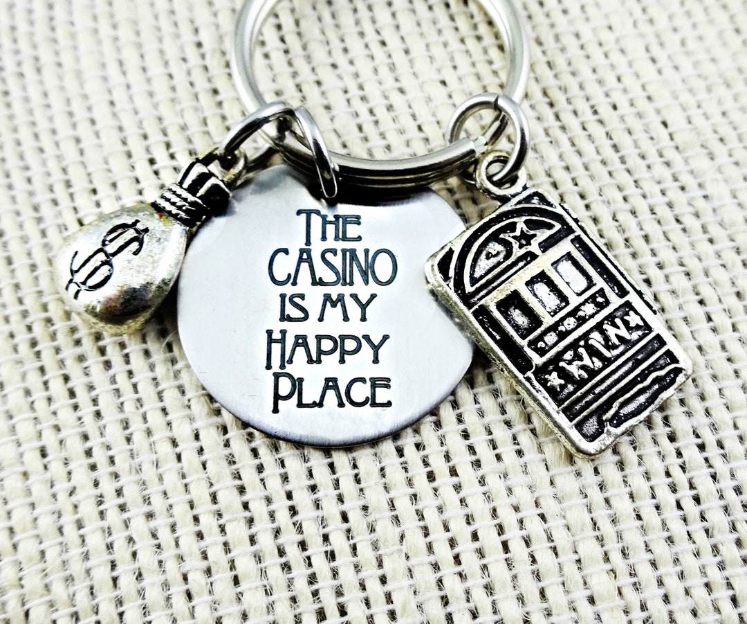 Gambling Keychain Casino is My Happy Place Slot Machines Black Jack