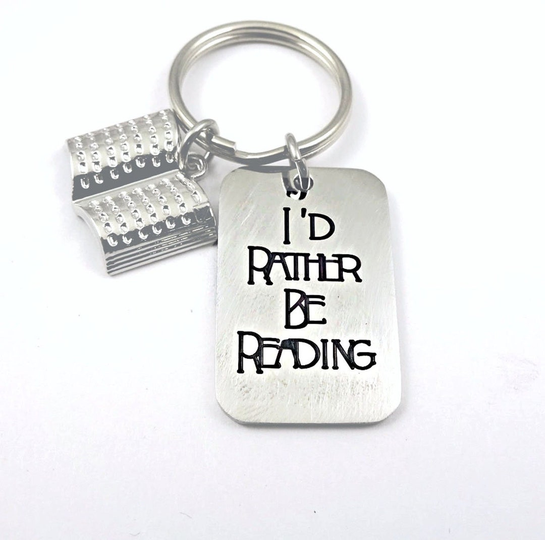 Reading Keychain - I'd Rather Be Reading - Reading Jewelry - Book Lover ...