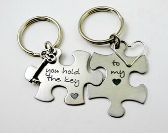 Couples Keychain Set, You Hold the Key to My Heart Puzzle Set, Couples Wedding from Bride to  Groom Husband Partner Valentine's Day