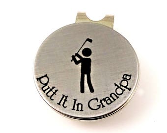 Golf Ball Marker - Putt It In Grandpa - Magnetic Golf Hat Clip - Gift for Golfer - Gift for Grandpa - Fathers Day Gift - Groomsman Gift