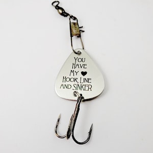 You Have My Heart Hook Line & Sinker - Engraved Fishing Lure -  Anniversary Groom Gift - Wedding Gift from Bride for Groom - Fly Fishing