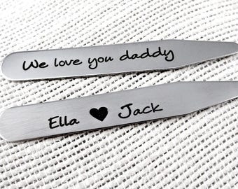 Collar Stays, We Love You Daddy, Personalized Collar Stays, Set of Two, Engraved,  Father's Day Gift, Grandpa, Dad, Valentine's Day Gift