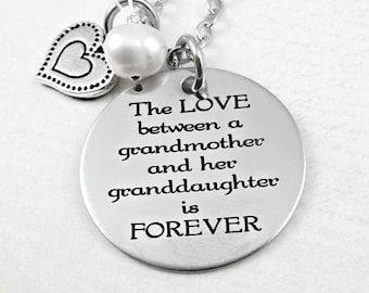 Love Between A Grandmother and Grand Daughter Is FOREVER  Necklace  - Grandmother Gift- Grandma Gift - Granddaughter Gift - Nana Gift, Mimi