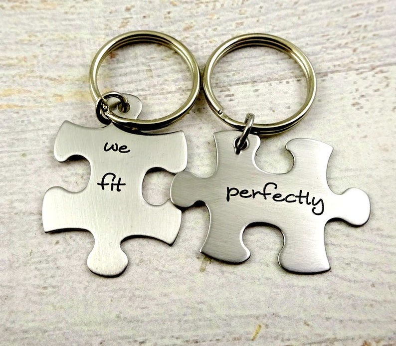 Couples Keychain Set We Fit Perfectly Puzzle Keychains Set Etsy