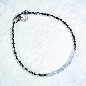 SALE..Cynthia Lynn &quot;SHIMMER&quot; Sterling Silver Quartz Crystal APRIL Birthstone Minimalist Bracelet