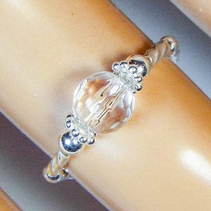 Cynthia Lynn &quot;CRYSTALLINE&quot; Sterling Silver Multi-Faceted Quartz Crystal April Birthstone Stretch Ring