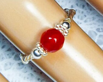 Cynthia Lynn "SCARLET" Sterling Silver Ruby Gemstone July Birthstone Stretch Ring