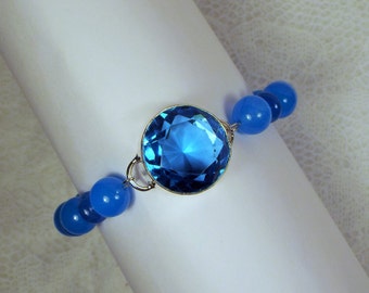 Cynthia Lynn "CYAN STONE" Sterling Silver Swiss Blue Topaz December Birthstone Beaded Bracelet
